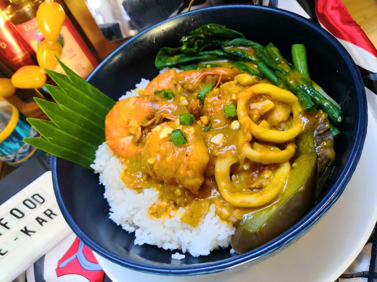 Seafood Kare-Kare Rice Topping, Thai curry, shrimp, HD Desktop Wallpaper