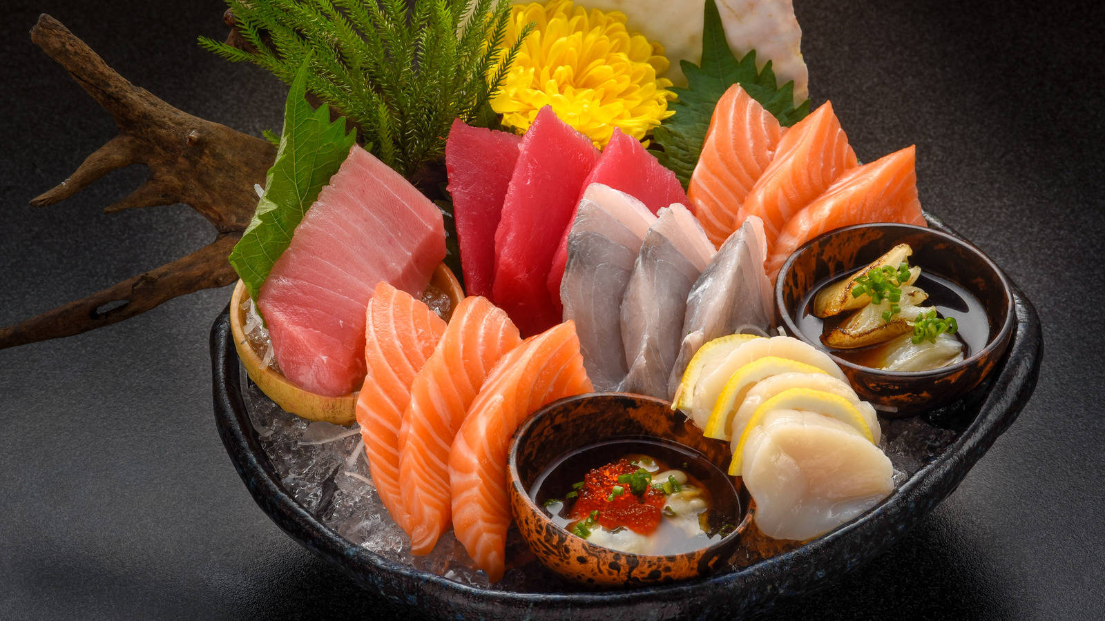 sashimi, salmon, tuna, HD Desktop Wallpaper