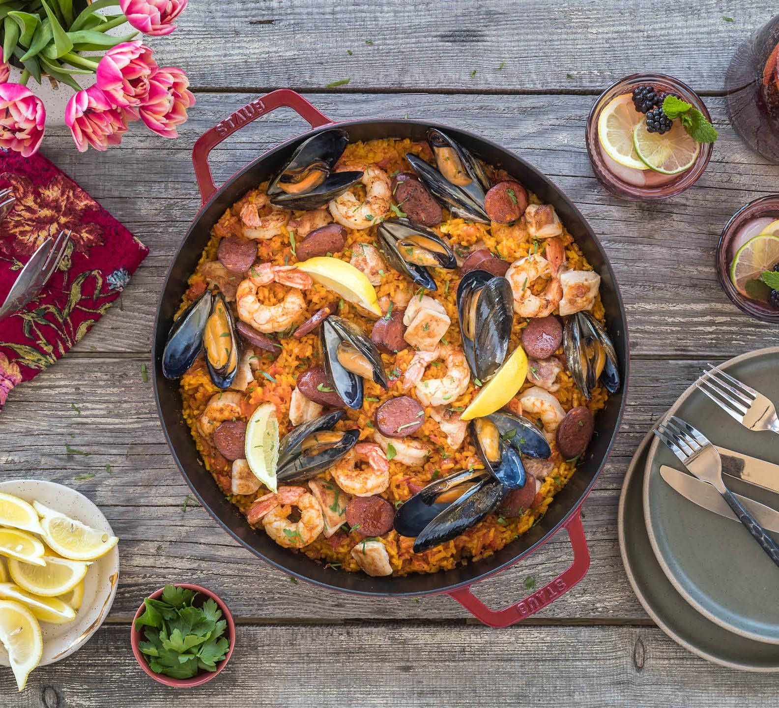 paella, shrimp, mussels, HD Desktop Wallpaper