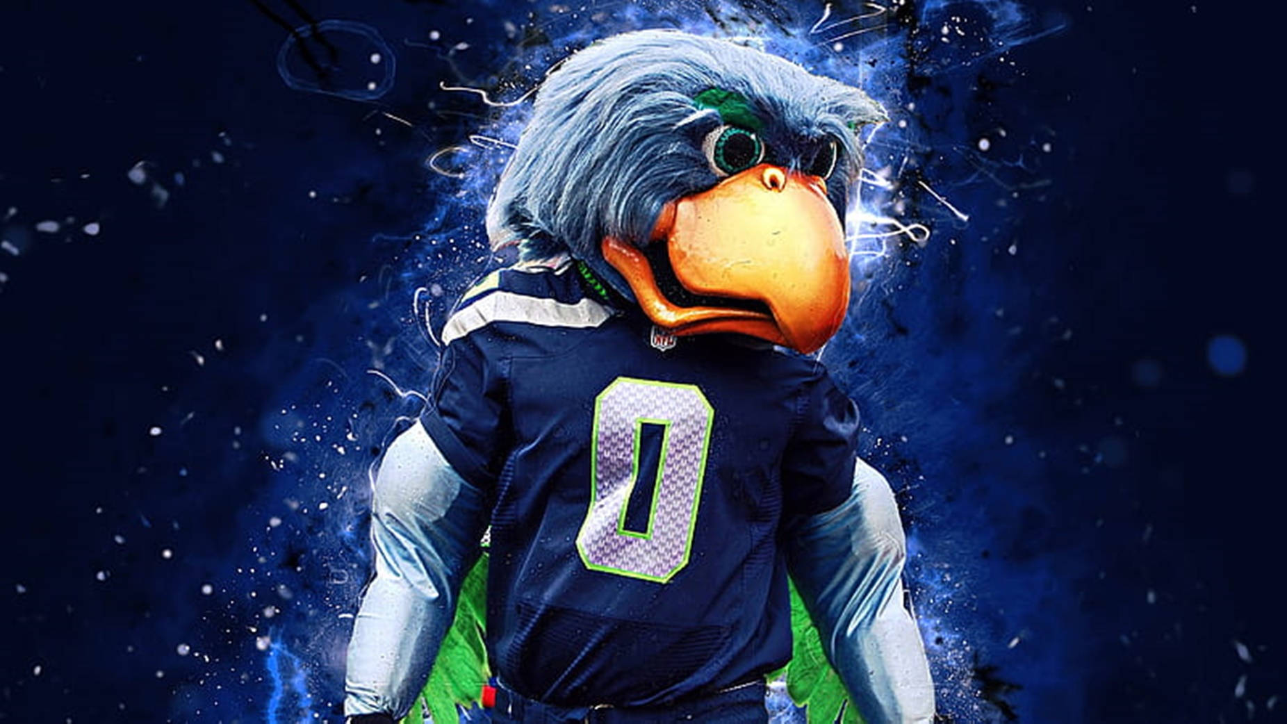 Seahawks, eagle mascot, navy blue football jersey, HD Desktop Wallpaper