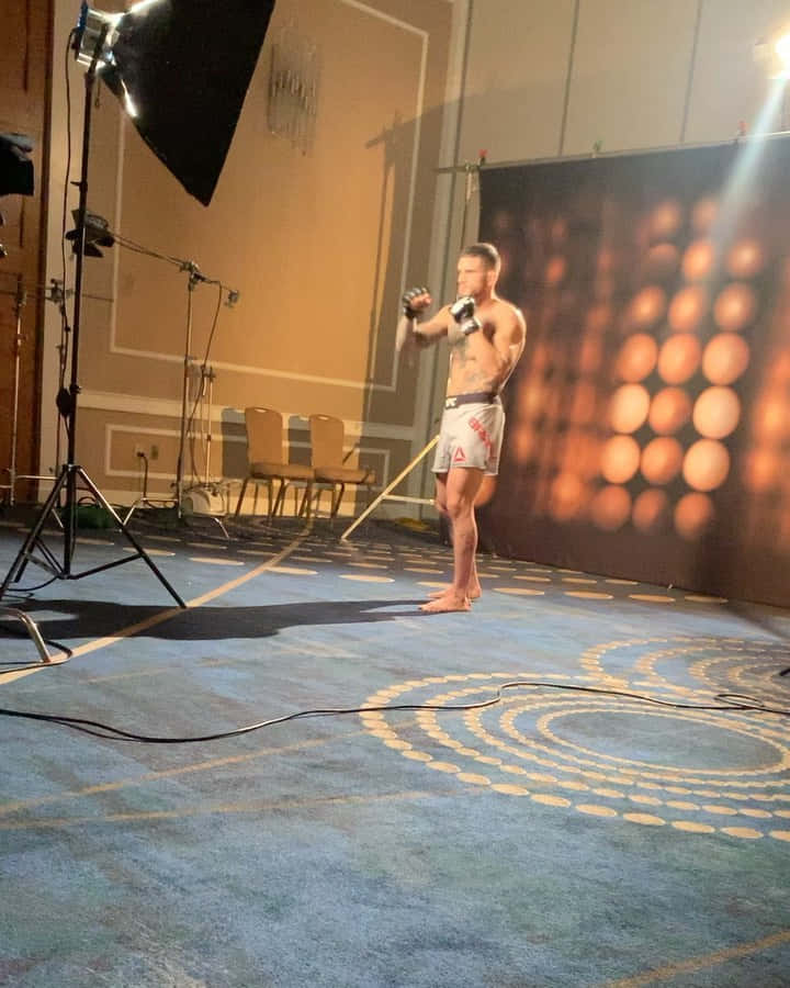 Sean Brady, studio lights, patterned blue floor, SD Phone Wallpaper