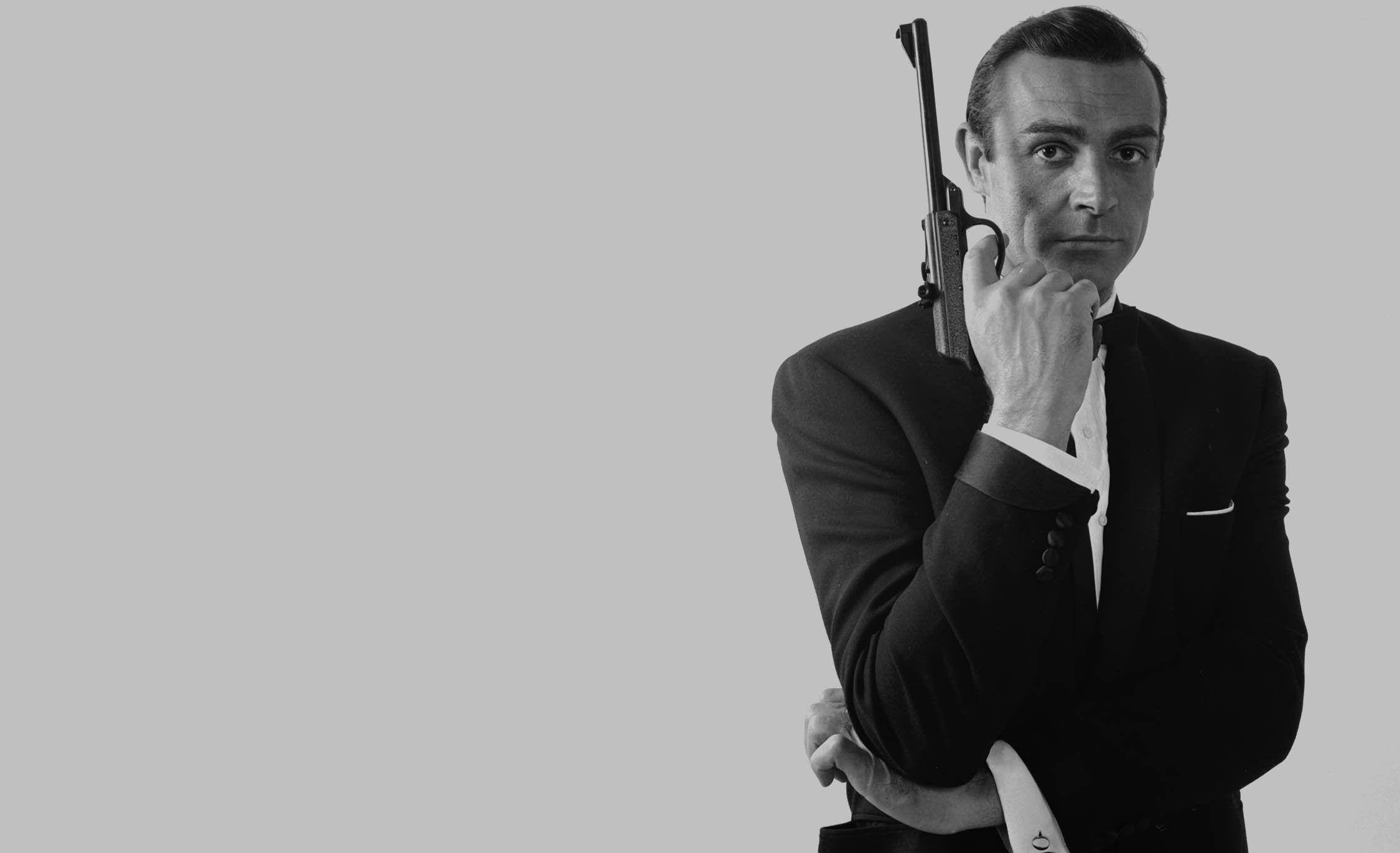 Sean Connery, tuxedo, pistol, Full HD Desktop Wallpaper