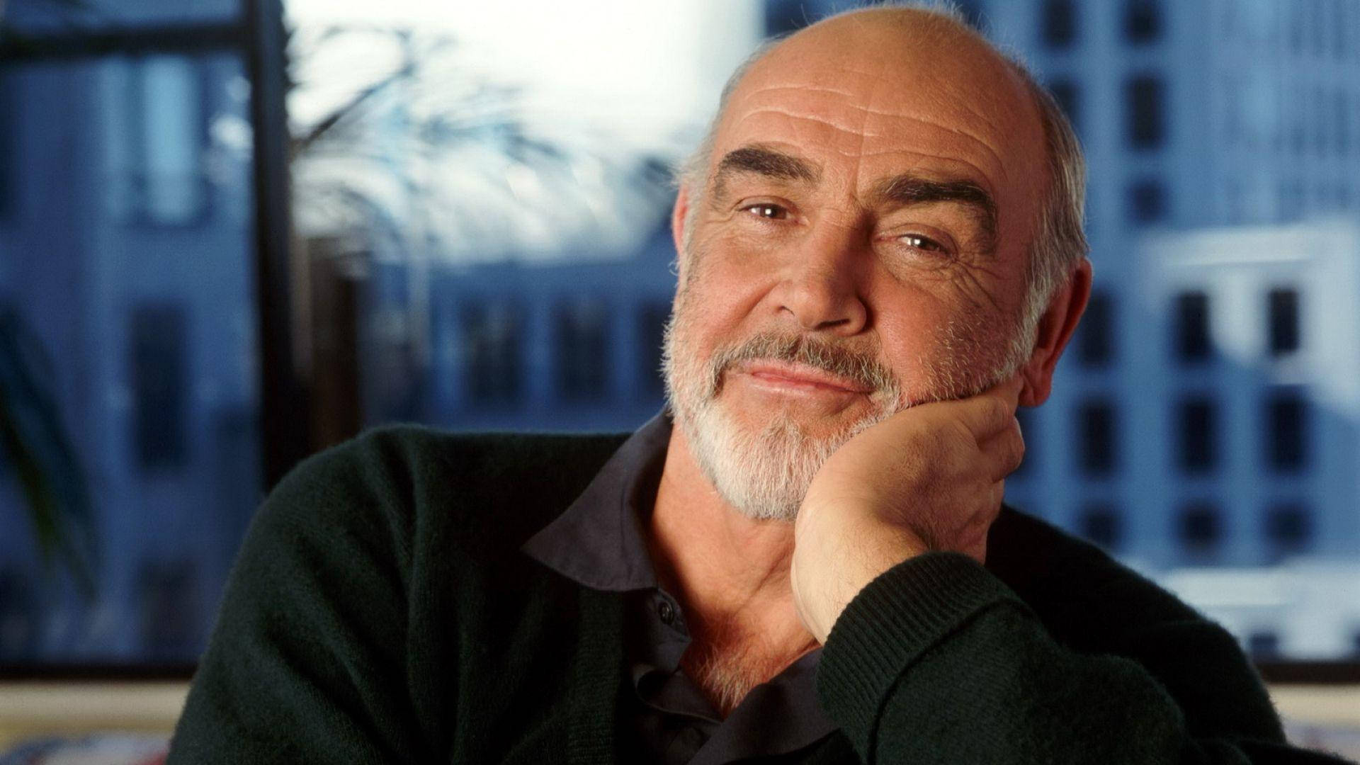 Sean Connery, white beard, cityscape window, Full HD Desktop Wallpaper