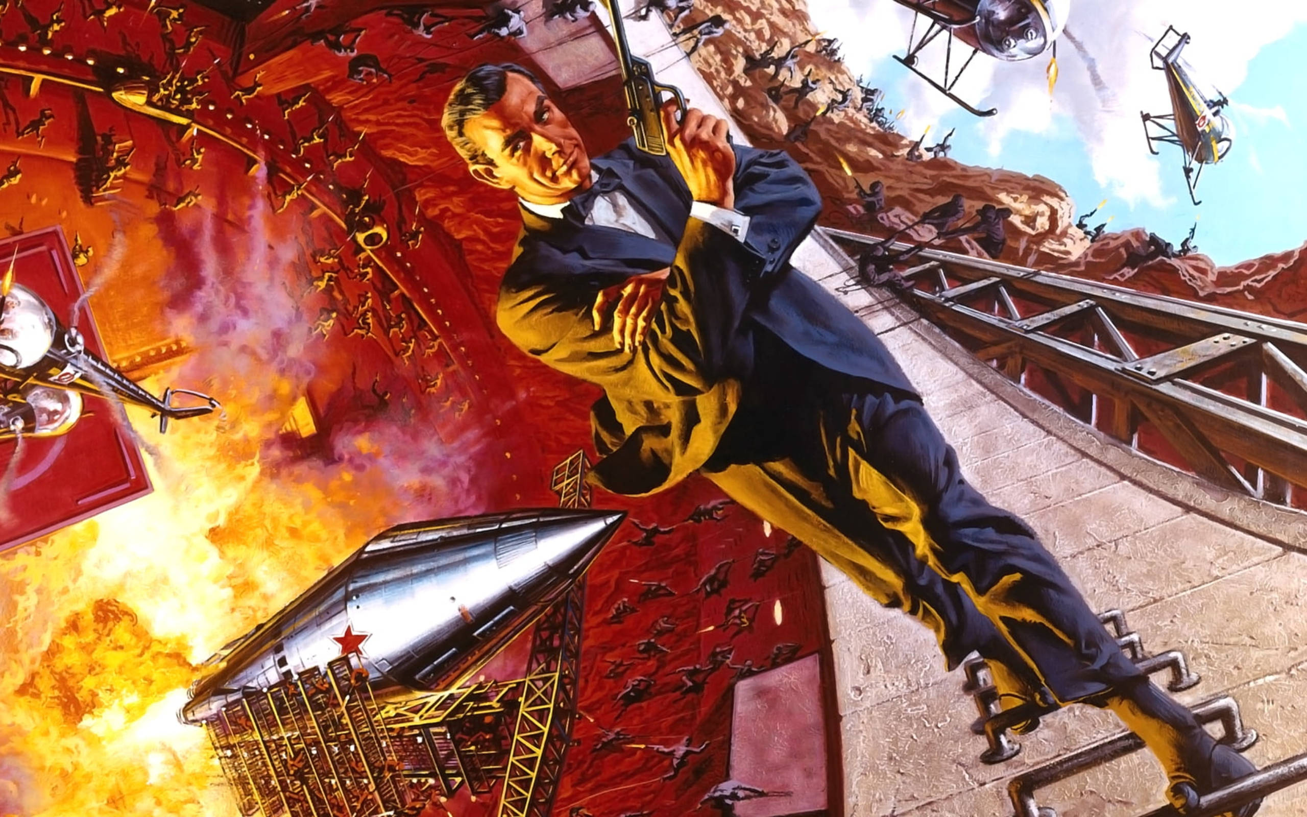 Sean Connery, animated artwork, suit, 2K Desktop Wallpaper
