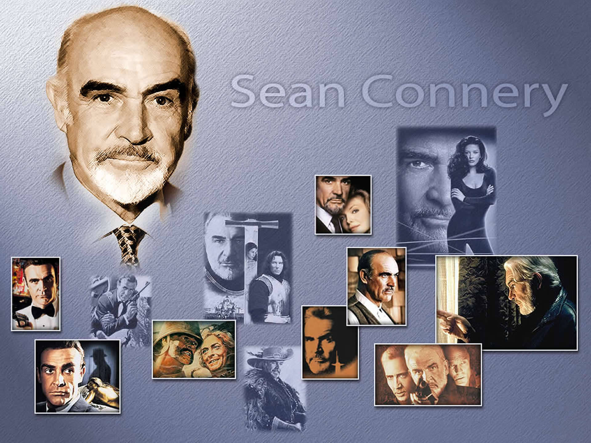 Sean Connery, purple, photo art, Full HD Desktop Wallpaper