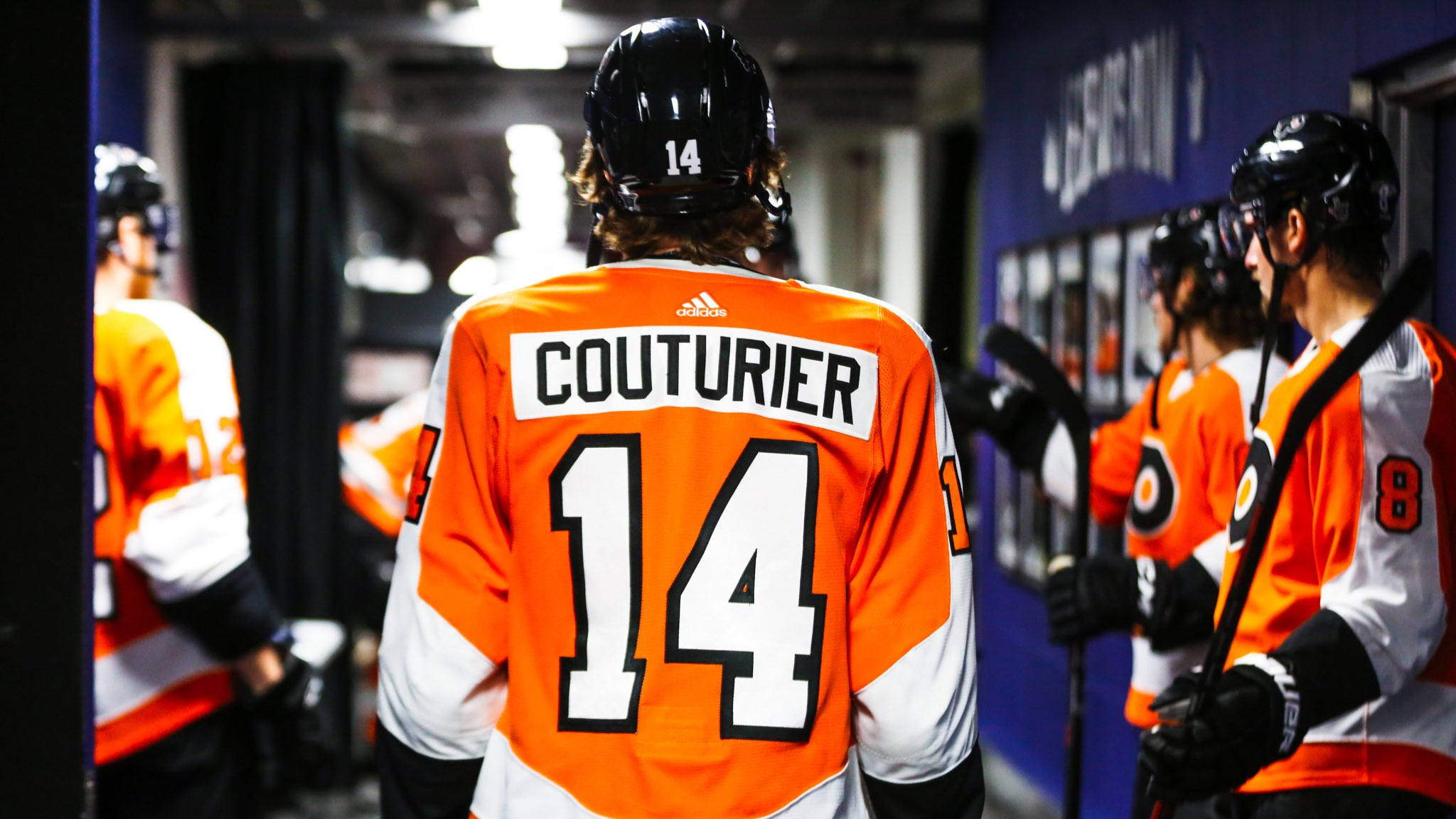 Sean Couturier, number 14, orange jerseys, Full HD Desktop Wallpaper