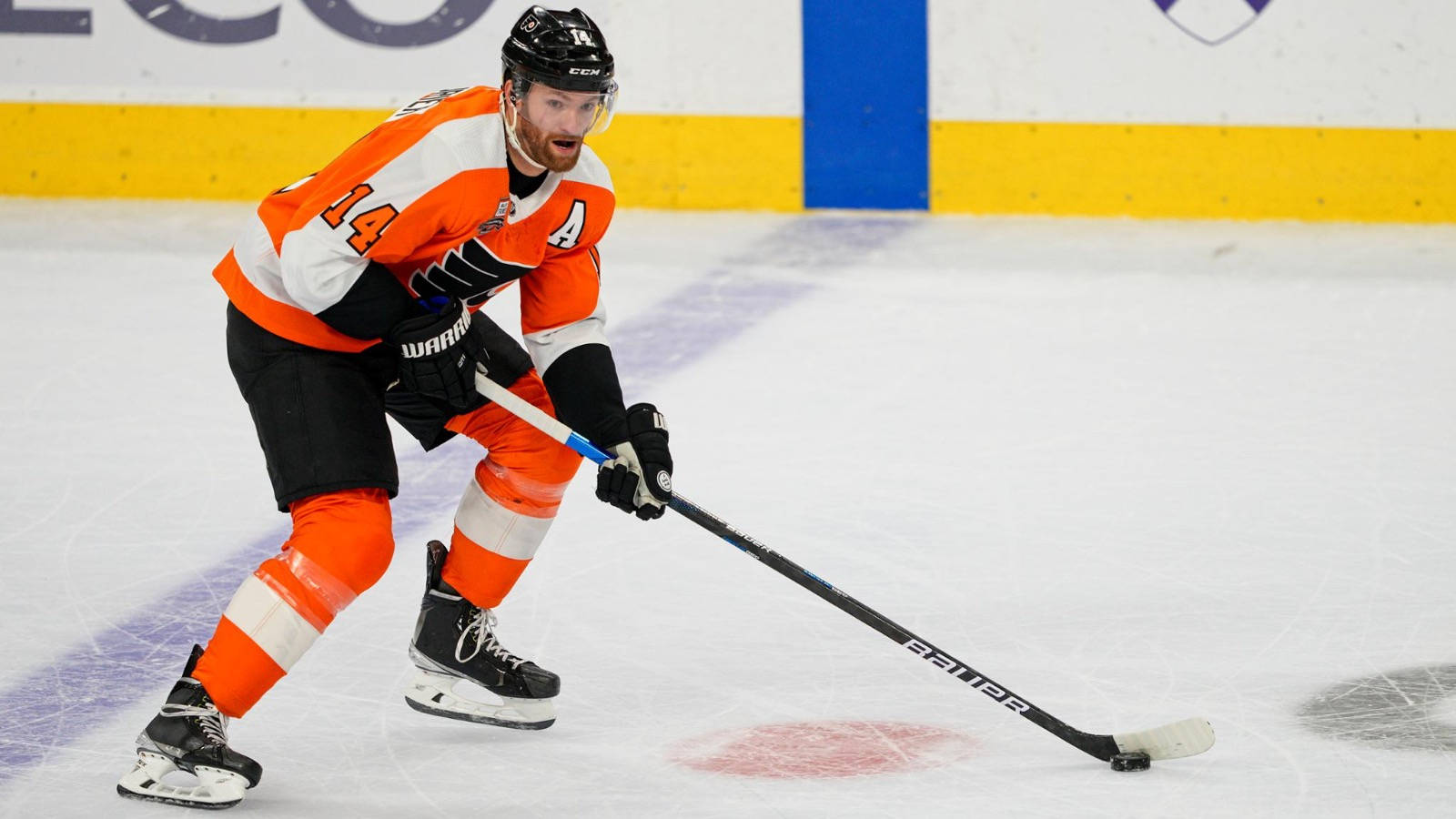 Sean Couturier, orange and black gear, hockey player, HD Desktop Wallpaper
