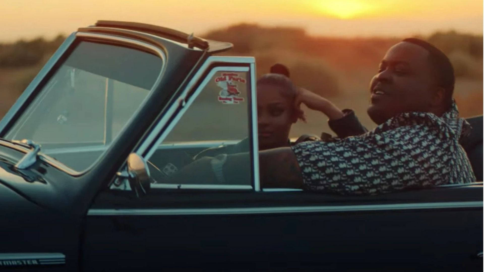Sean Kingston, classic black convertible, sunset, Full HD Desktop Wallpaper
