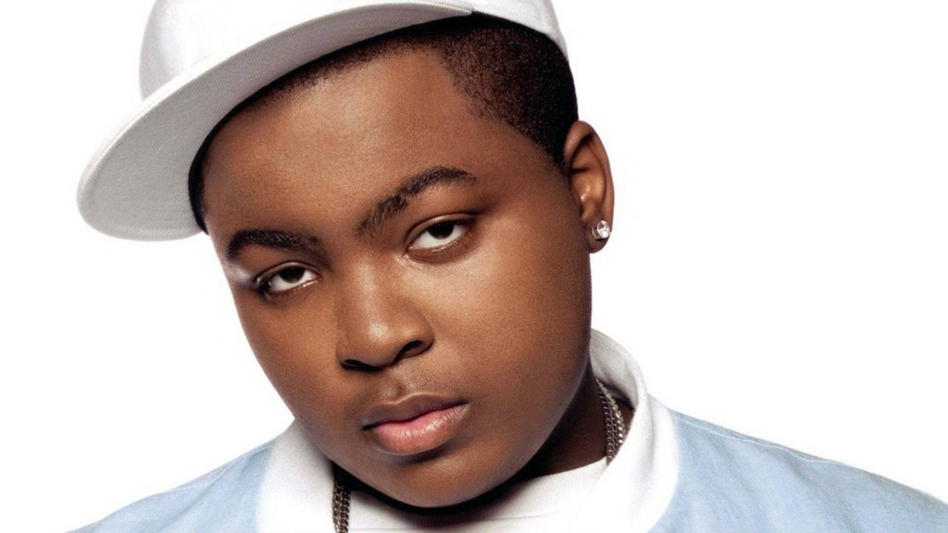 Sean Kingston, white cap, light blue shirt, Full HD Desktop Wallpaper