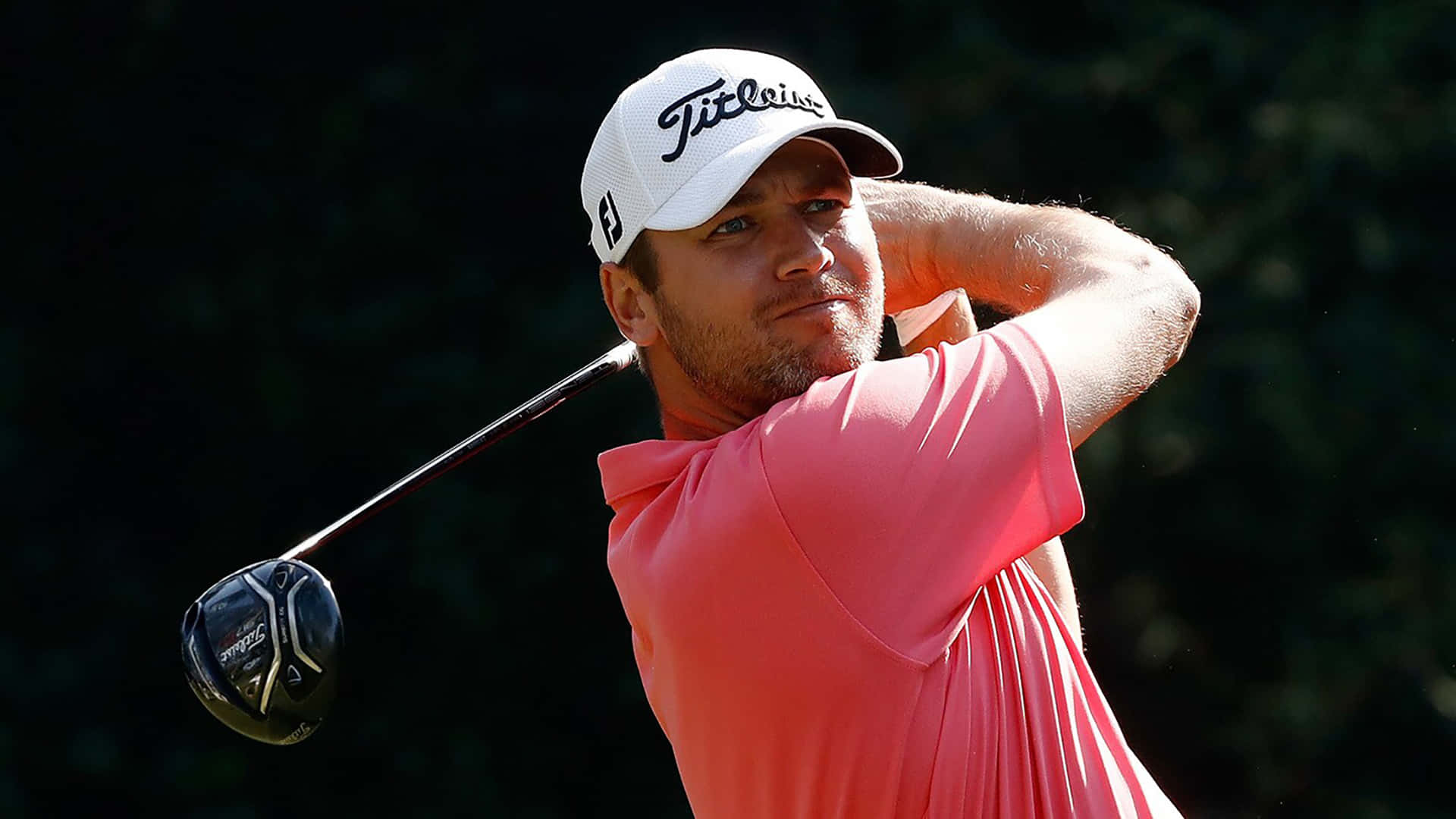 Sean O'hair, pink polo shirt, white cap, Full HD Desktop Wallpaper