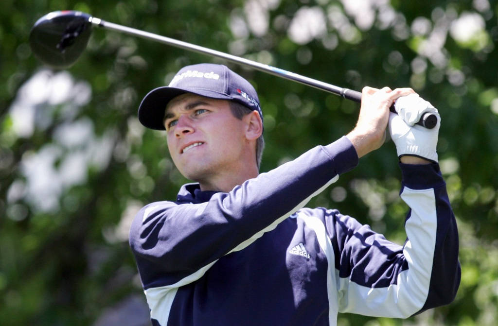 Sean O'Hair, professional golf player, mid-swing, SD Desktop Wallpaper