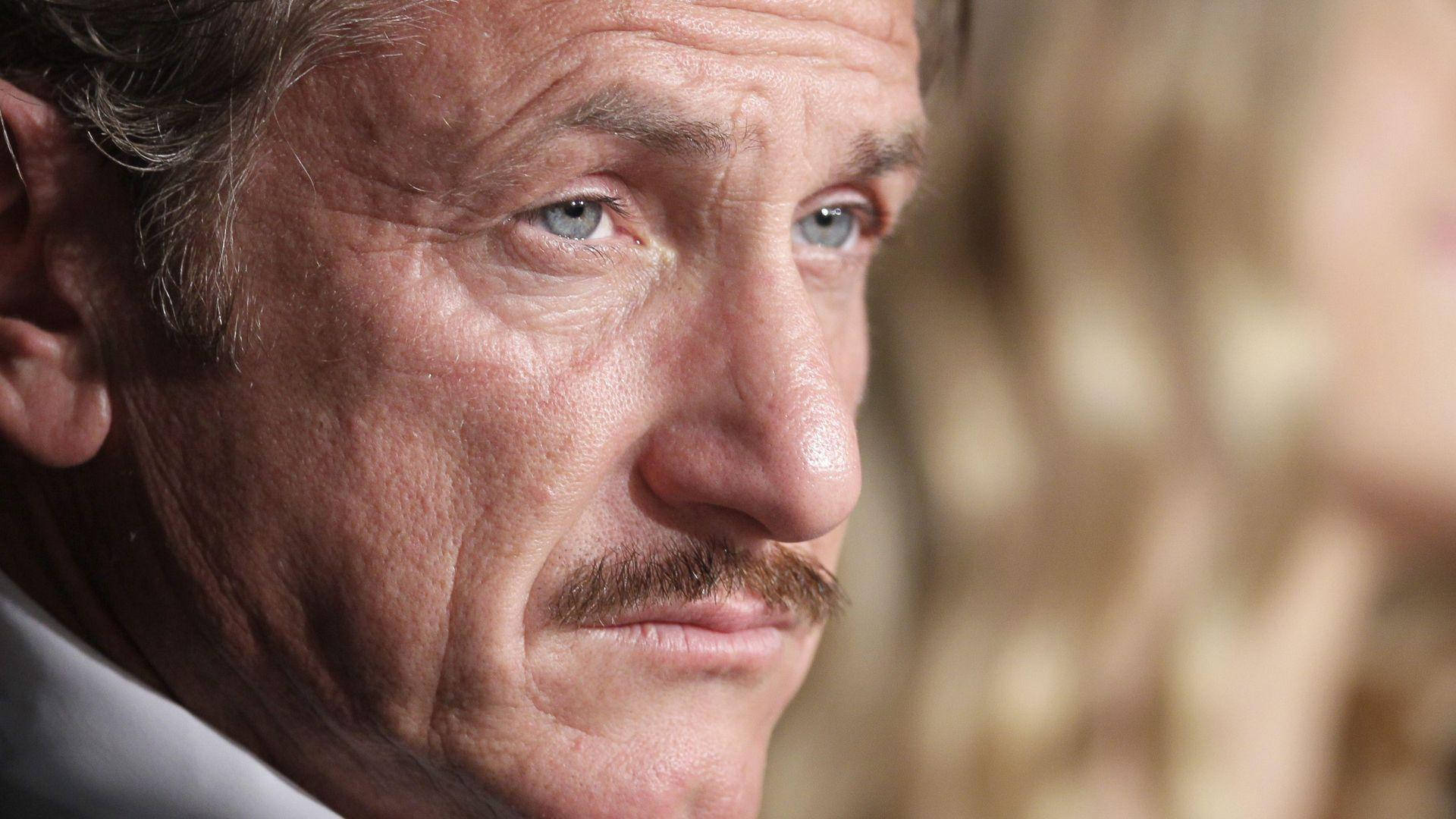 Sean Penn, piercing blue eyes, mustache, Full HD Desktop Wallpaper