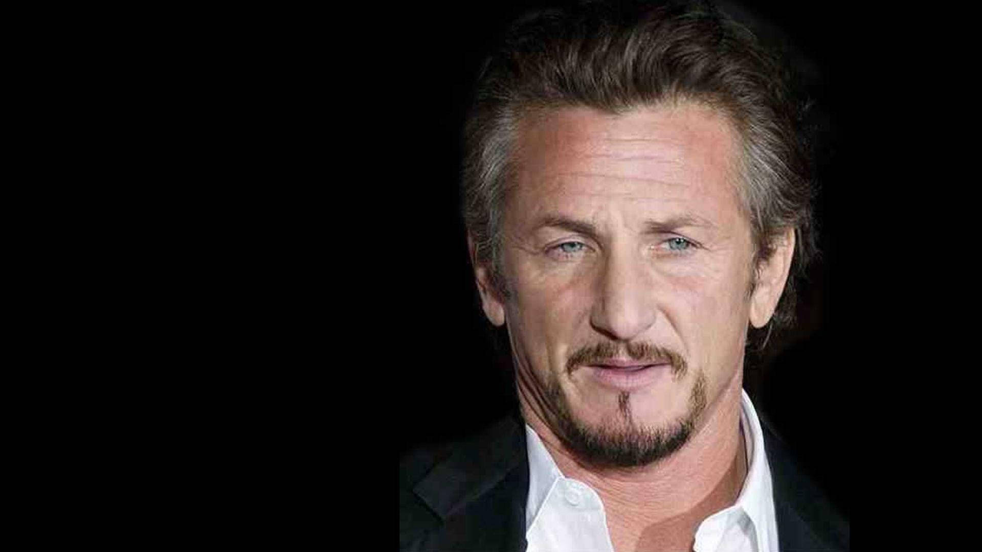 Sean Penn, black suit, white shirt, Full HD Desktop Wallpaper