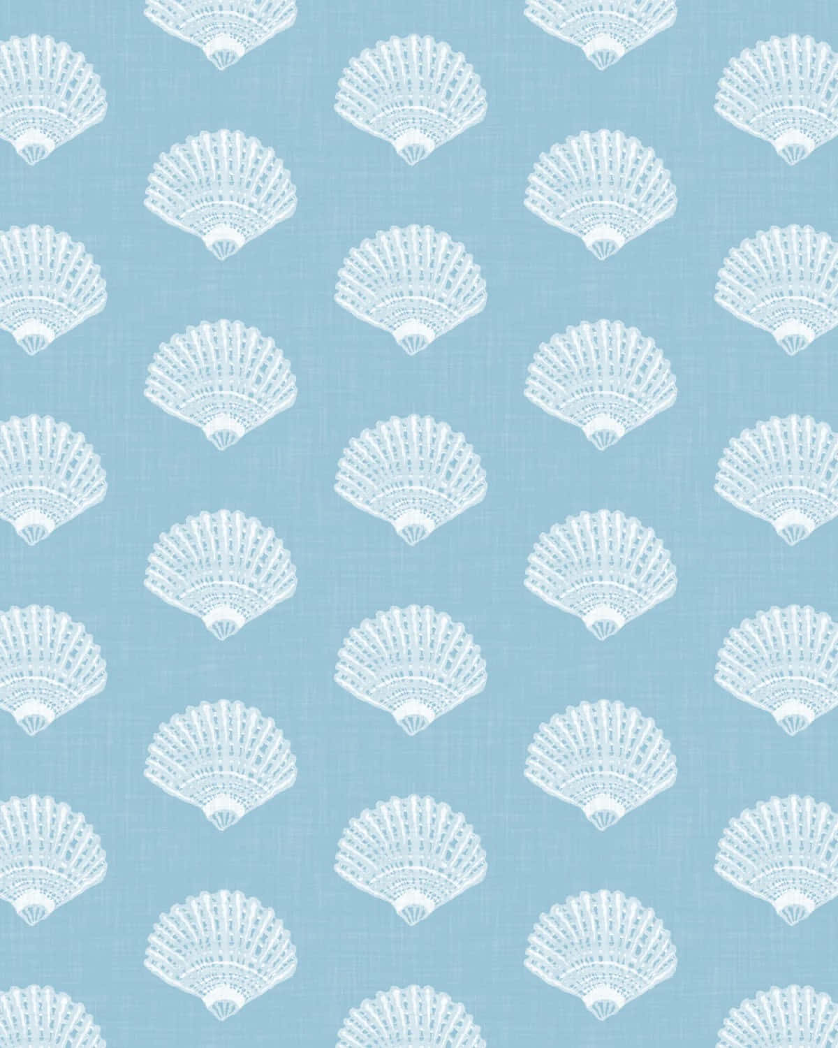 blue seashell pattern, white scallop shell motifs, lace-like detailing, HD Phone Wallpaper