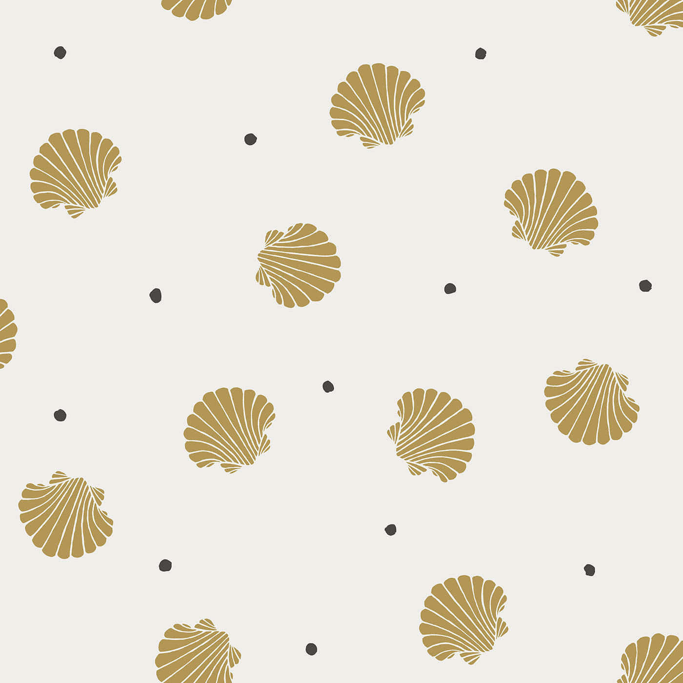 minimalist golden seashell pattern, gold scallop shells, black dots, HD Desktop Wallpaper
