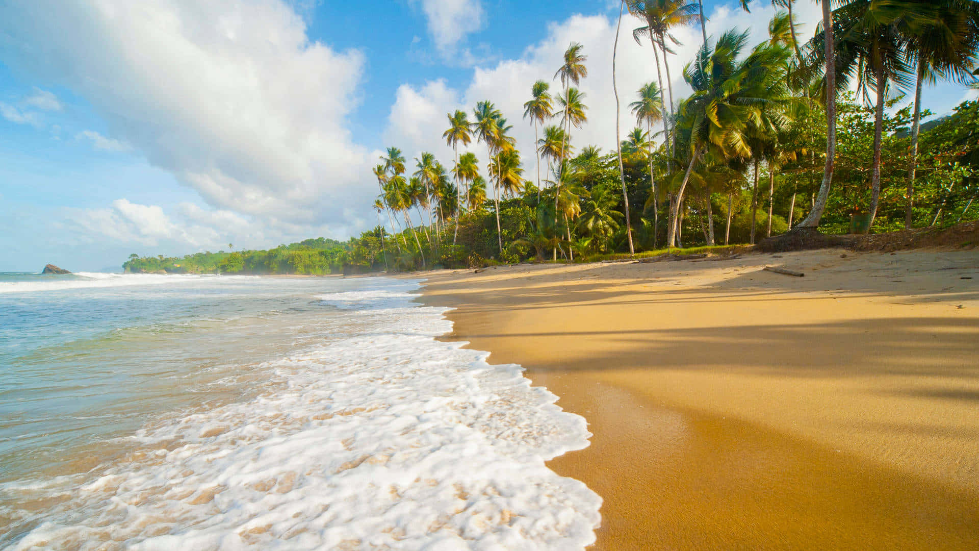 Seashore, Sunset, golden sand, Full HD Desktop Wallpaper