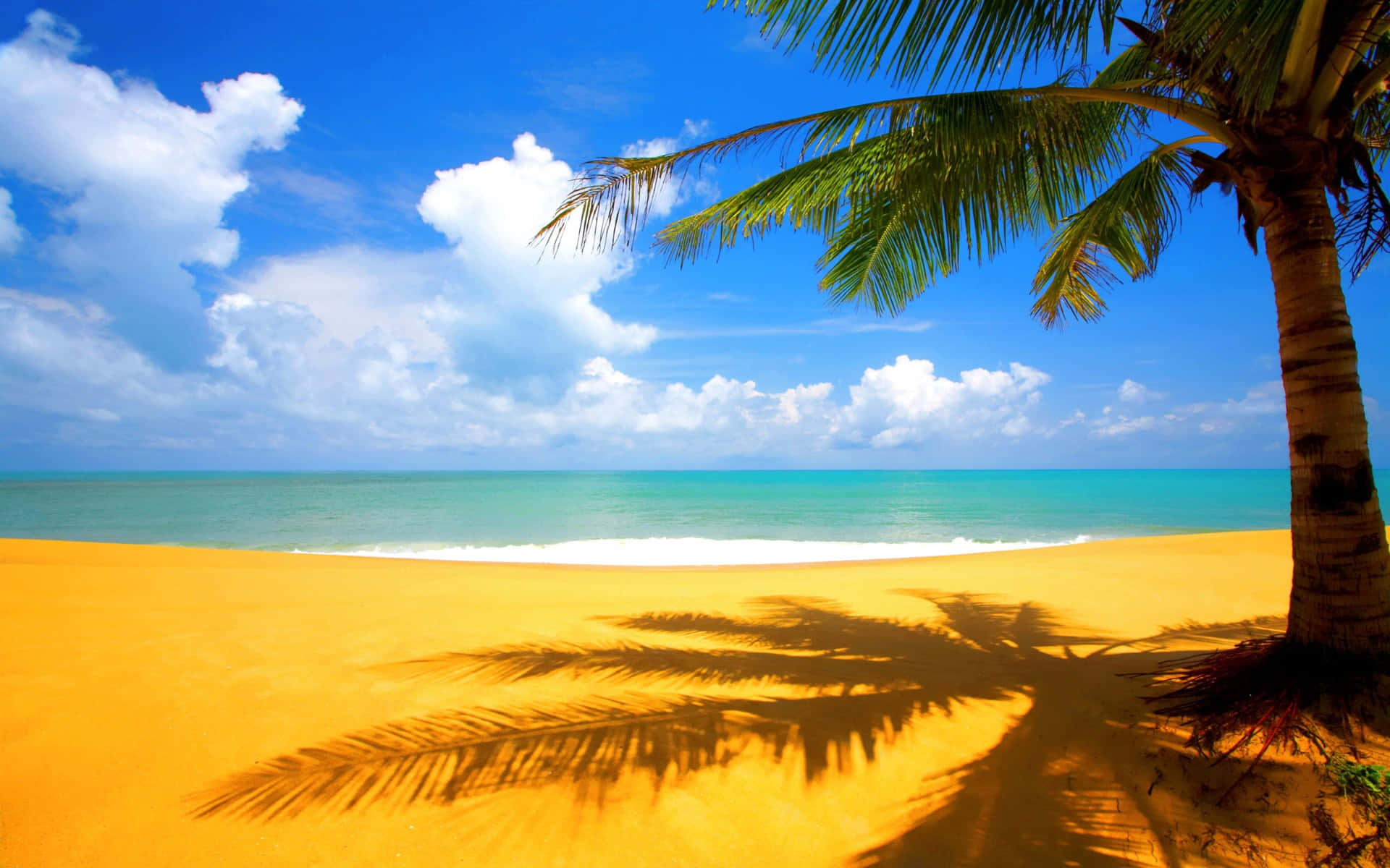 Seashore, Sunset, turquoise ocean, Full HD Desktop Wallpaper