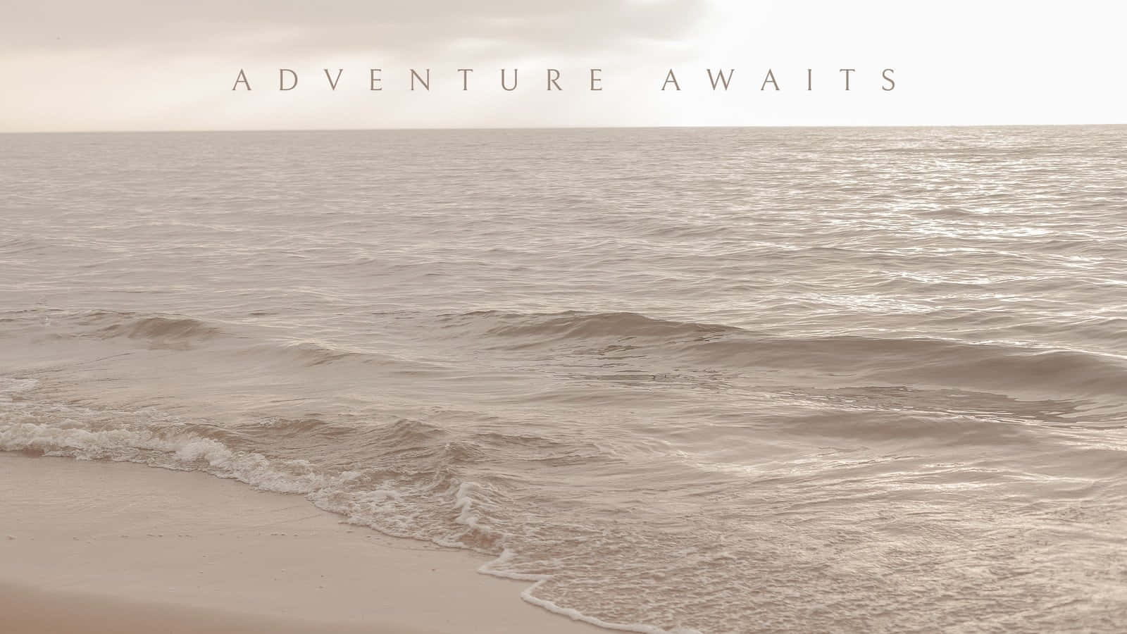 beach, sepia-toned, gentle waves, HD Desktop Wallpaper