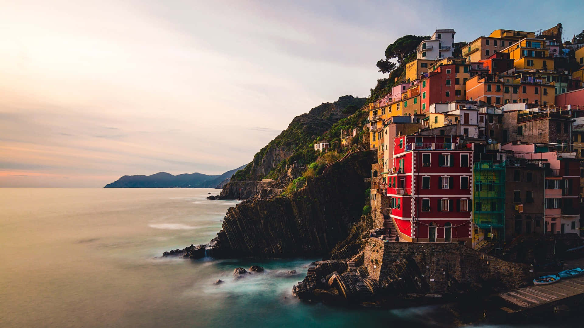 Seaside, 1920 x 1080, cliffside village, Full HD Desktop Wallpaper