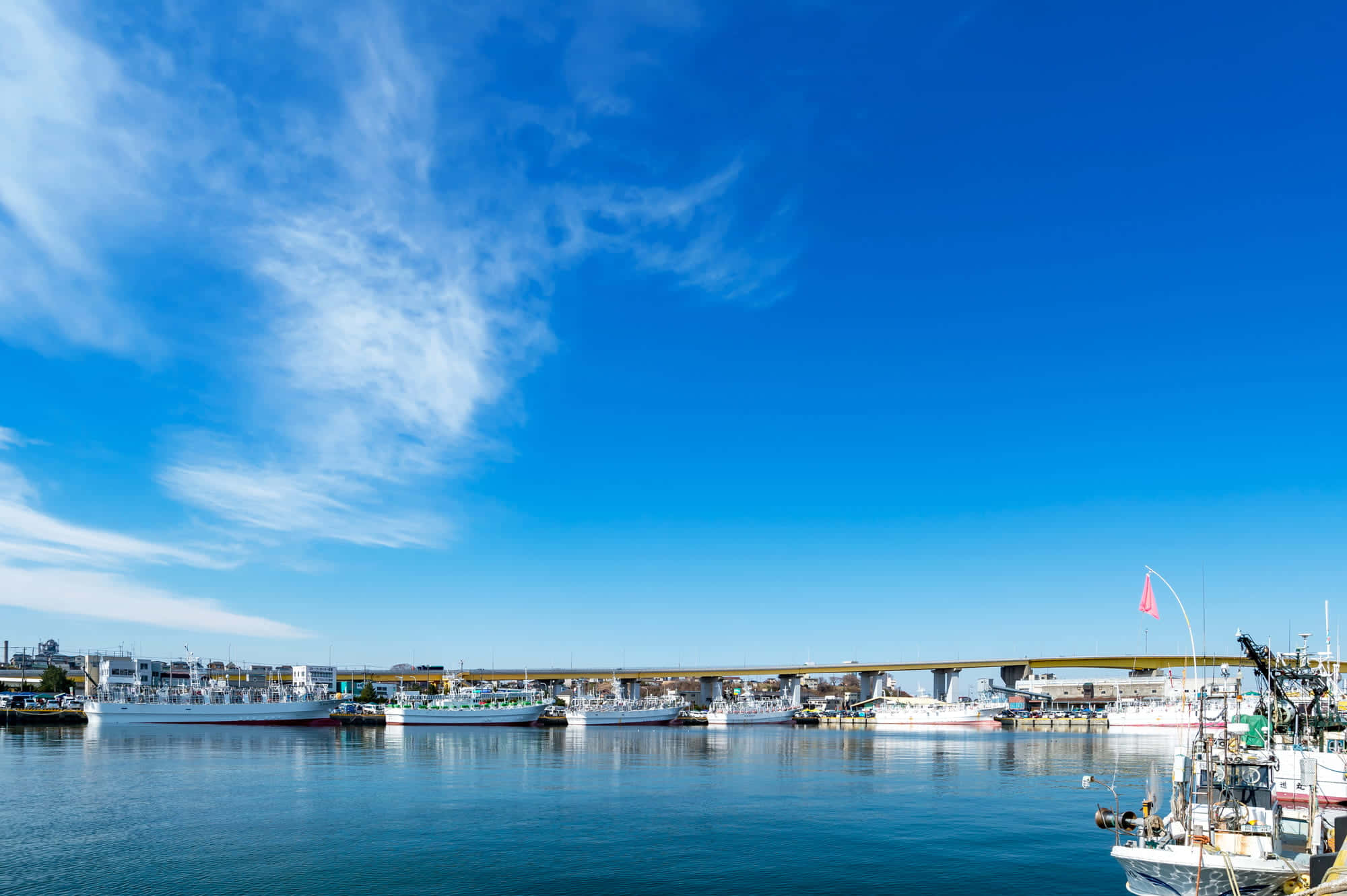 Seaside, harbor, calm blue water, Full HD Desktop Wallpaper