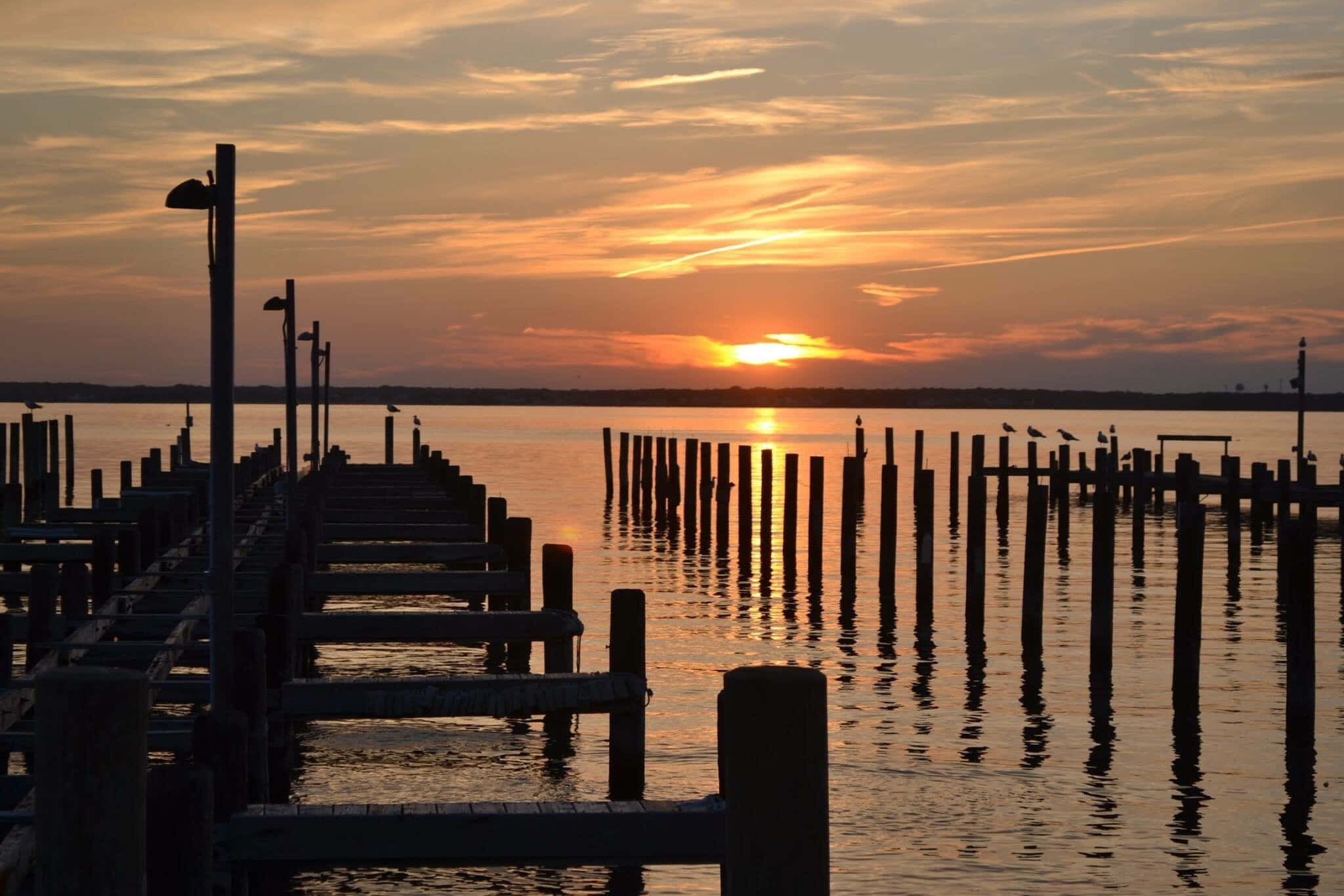 Seaside, sunset, golden light, Full HD Desktop Wallpaper
