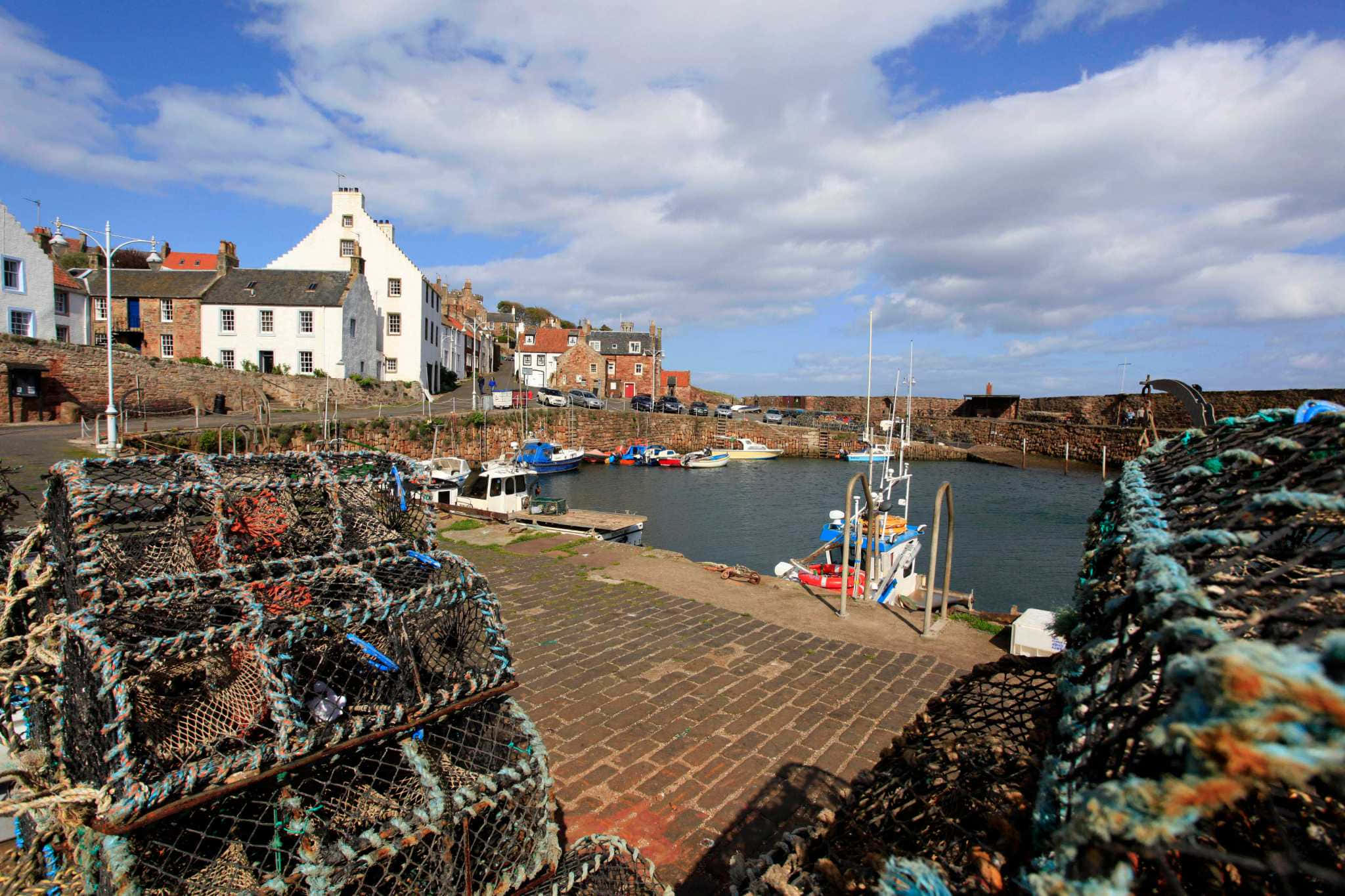 Seaside, lobster pots, coastal harbor, Full HD Desktop Wallpaper