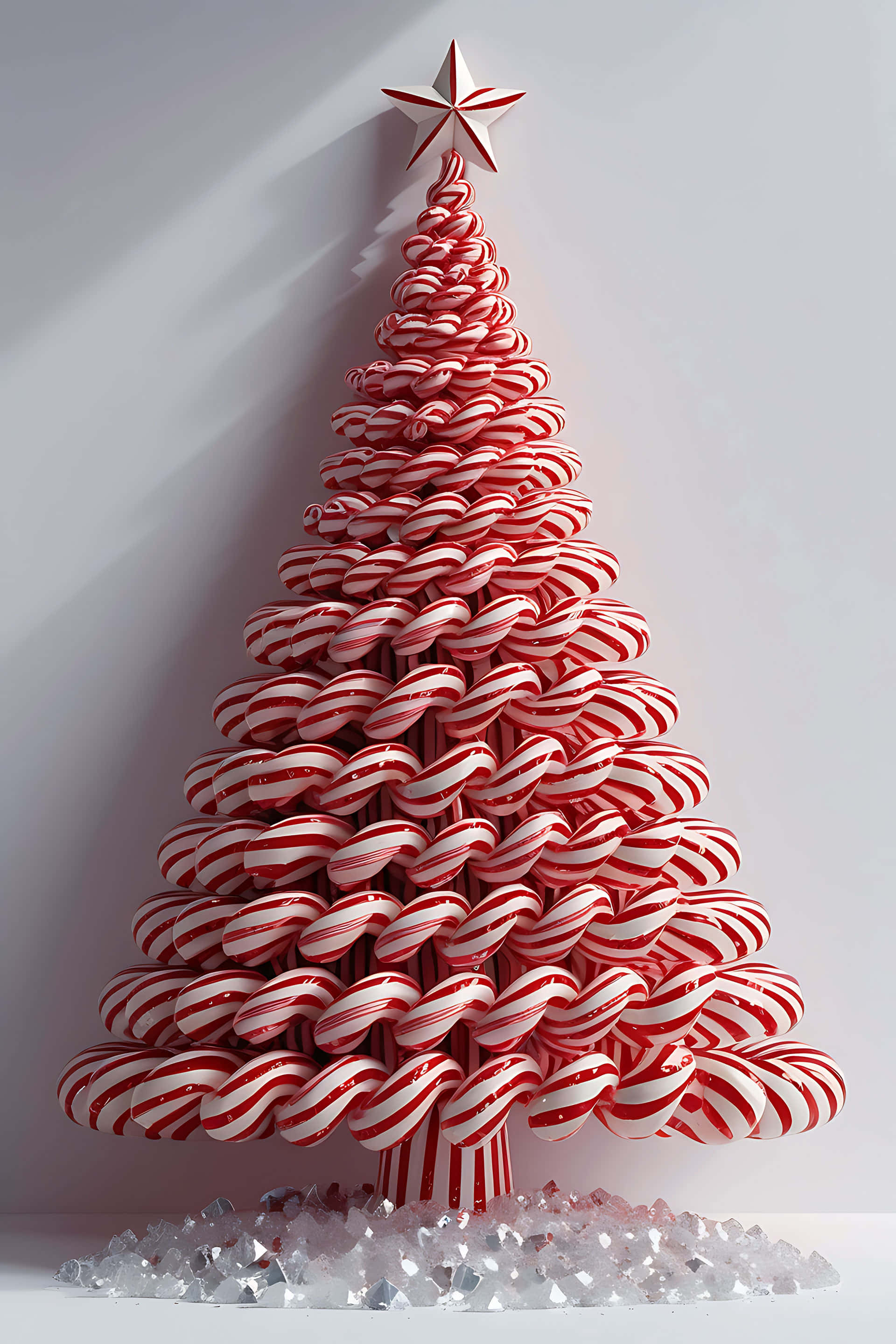 candy cane, Christmas tree, red and white striped, 2K Phone Wallpaper