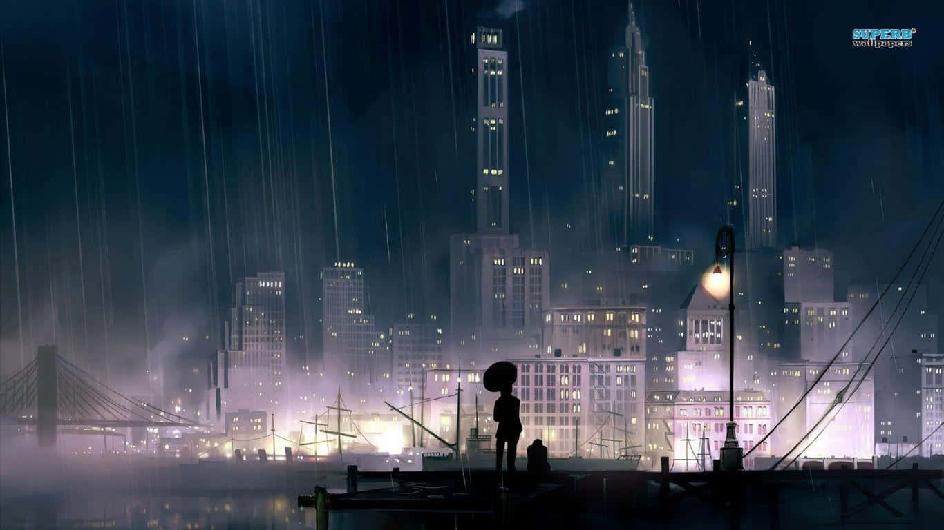 Seattle, night, rain, HD Desktop Wallpaper