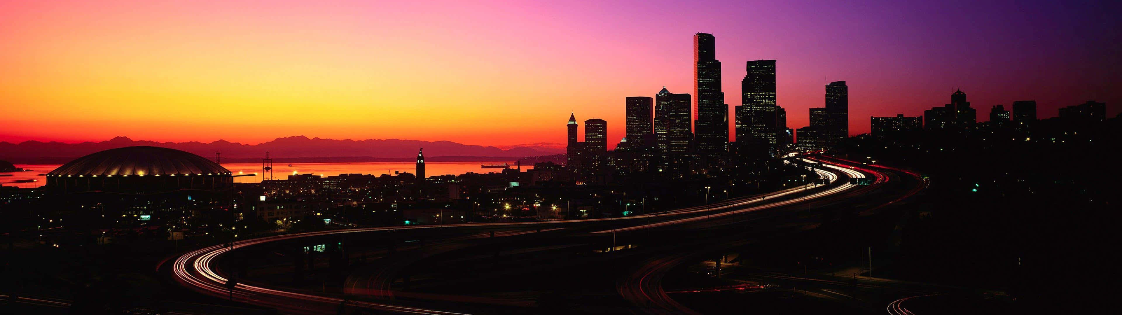 Seattle, Night, Sunset, 4K Desktop Wallpaper