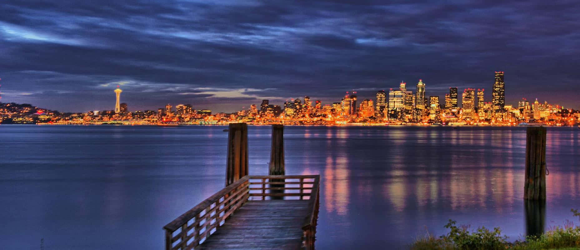 Seattle, skyline, twilight sky, HD Desktop Wallpaper