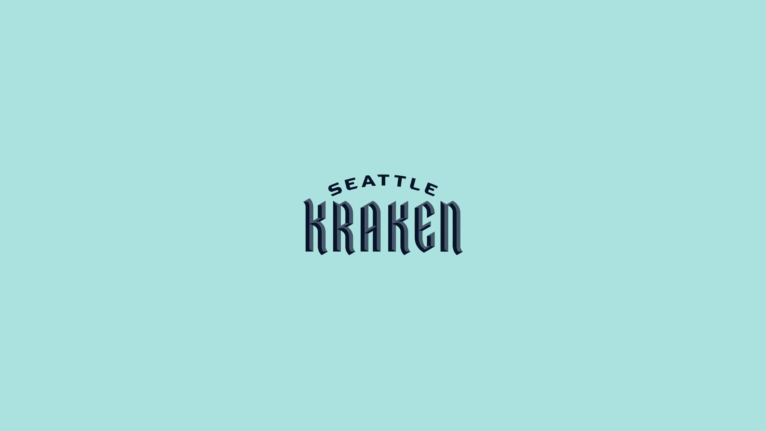 Seattle Kraken, dark blue serif font, light teal background, 2K Desktop Wallpaper