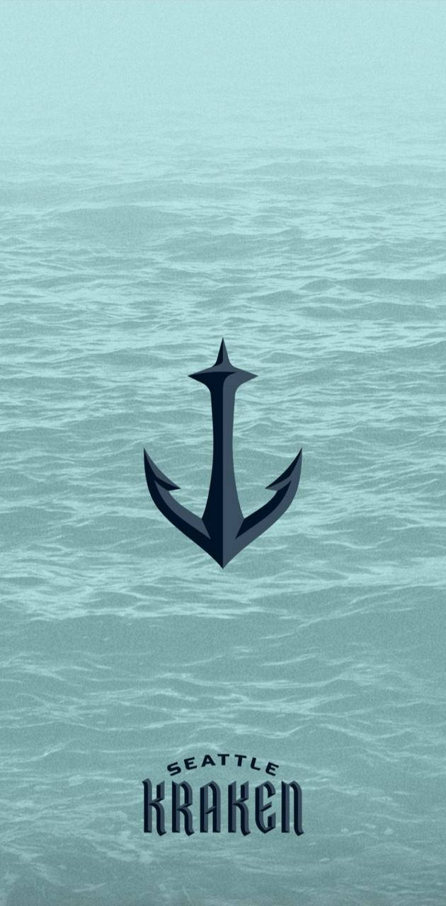 Seattle Kraken, anchor logo, teal ocean waves, HD Phone Wallpaper