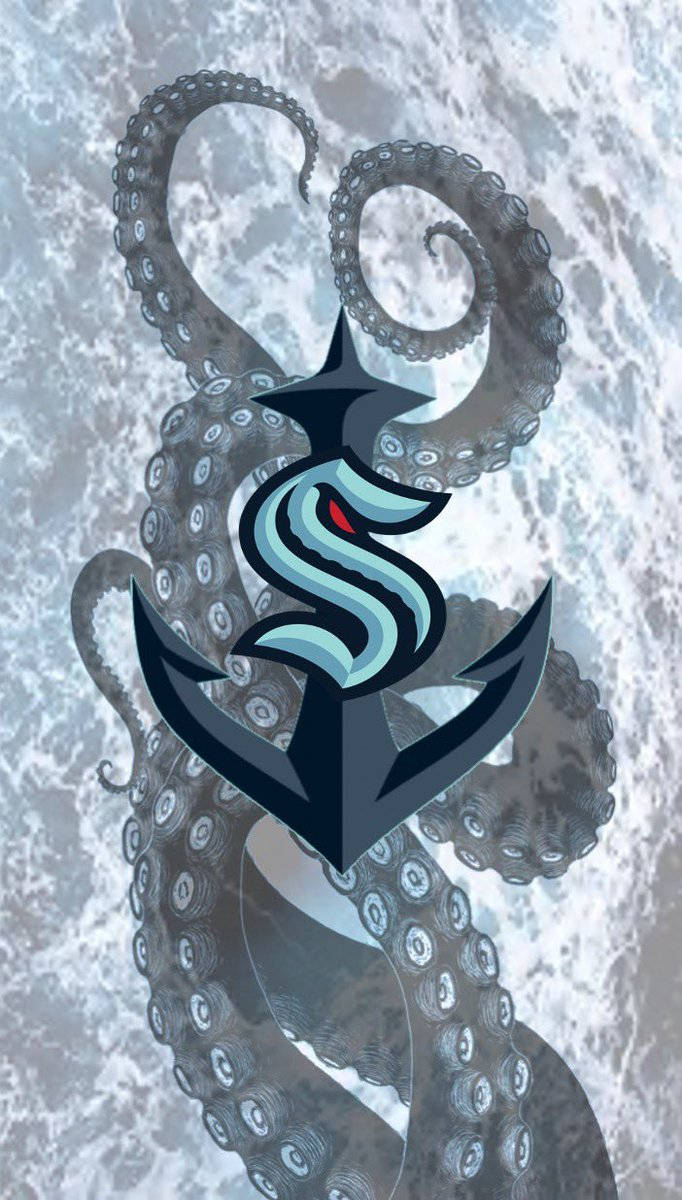 Seattle Kraken, glowing blue 'S', red eye, SD Phone Wallpaper