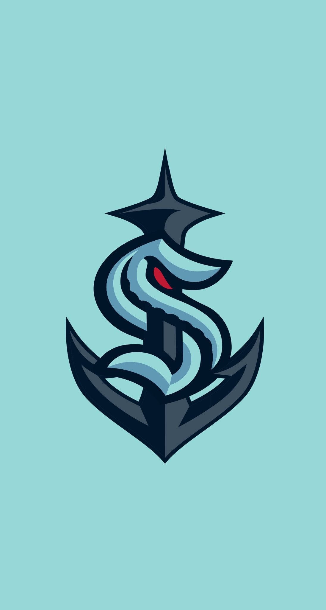 Seattle Kraken, anchor logo, coiled snake, Full HD Phone Wallpaper