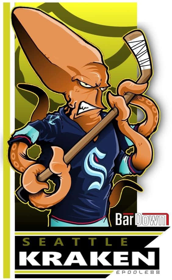 Seattle Kraken, octopus hockey player, Seattle Kraken jersey, SD Phone Wallpaper