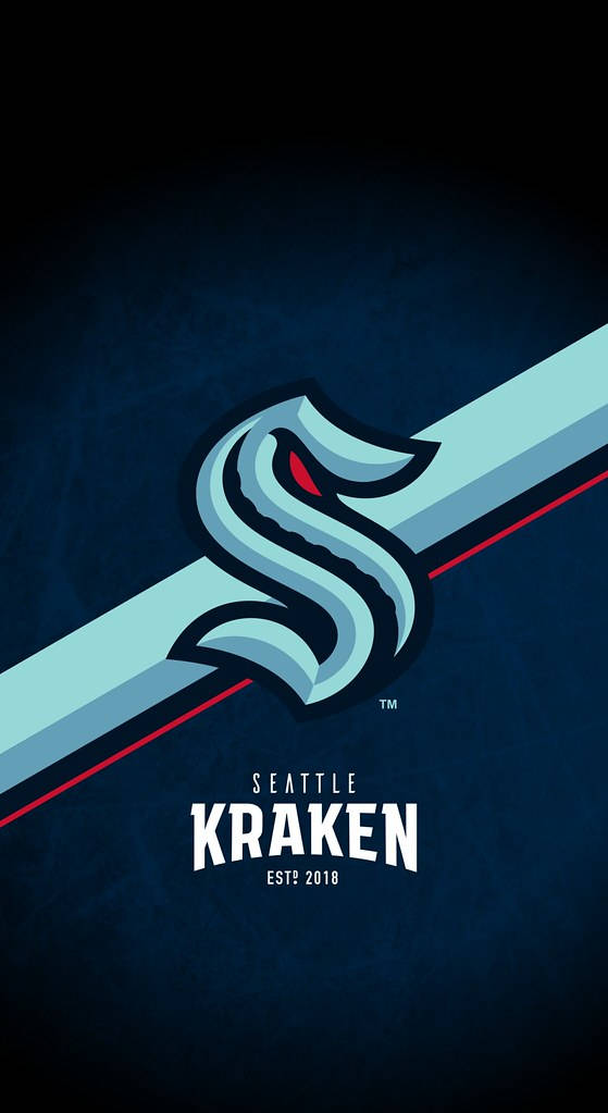 Seattle Kraken, lining logo, red eye glow, SD Phone Wallpaper