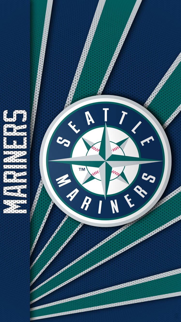 Seattle Mariners, baseball logo, blue and teal striped background, HD Phone Wallpaper
