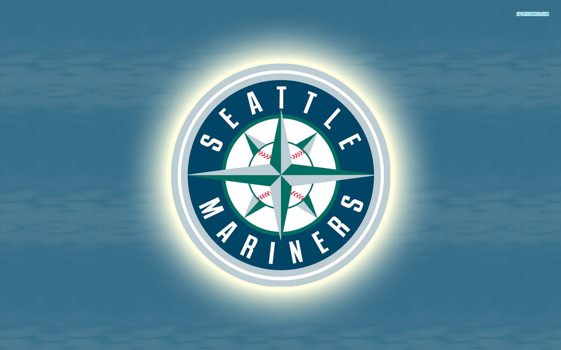 Seattle Mariners, light blue, glowing, Full HD Desktop Wallpaper