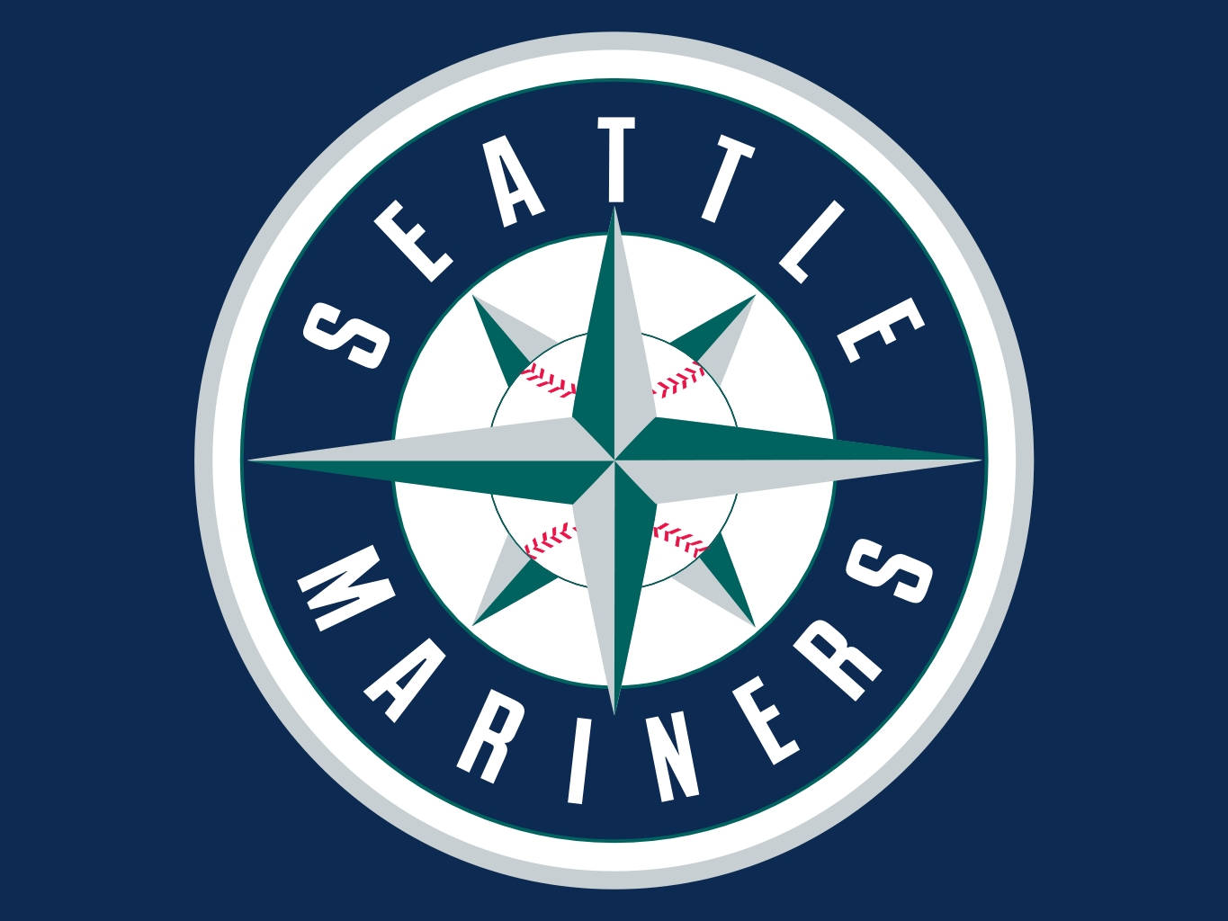 Seattle Mariners, compass rose, baseball stitches, HD Desktop Wallpaper