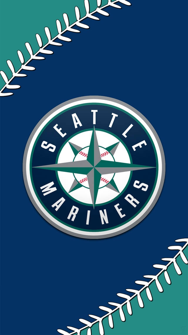 Seattle Mariners, baseball stitch logo, blue background, SD Phone Wallpaper