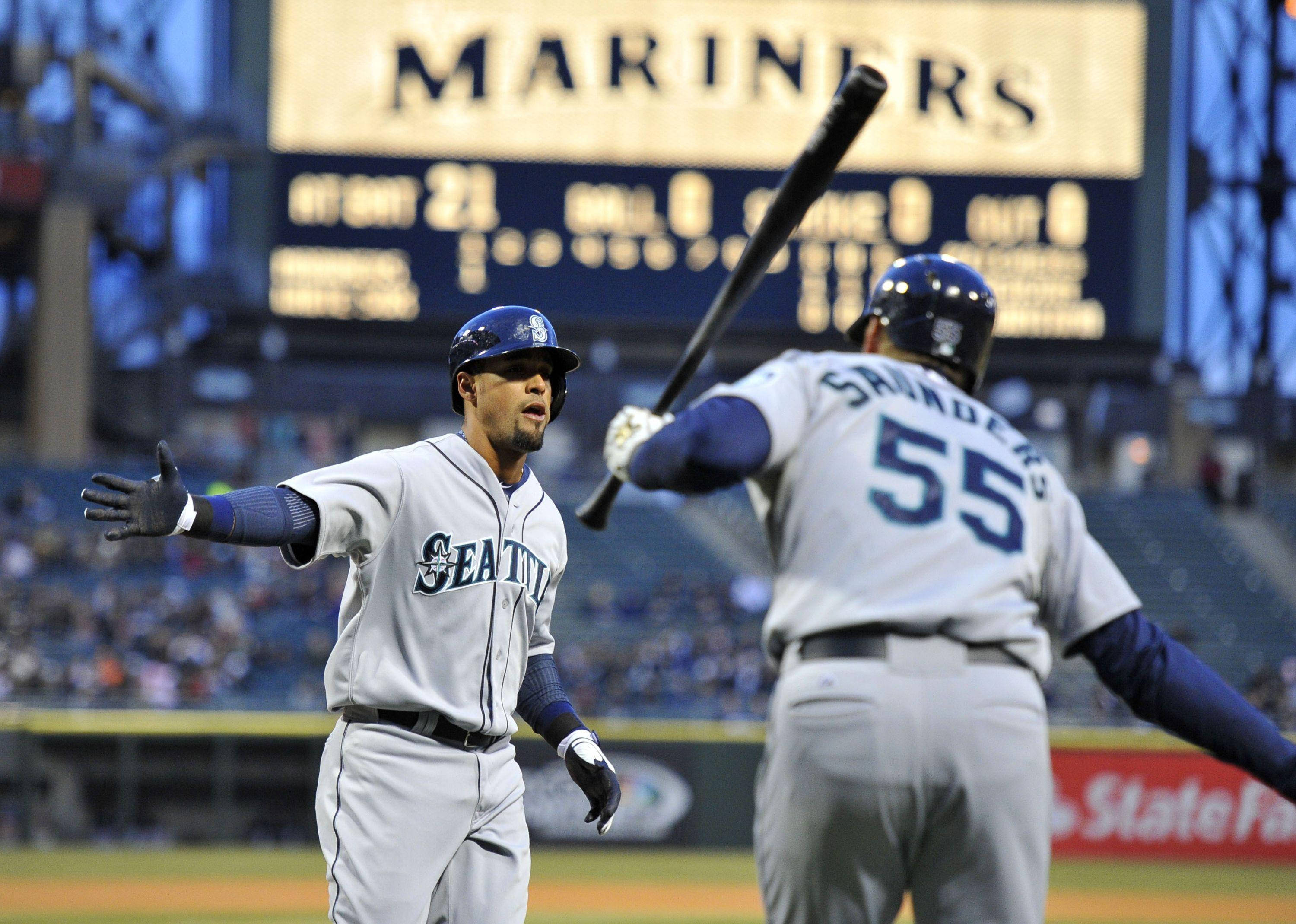Seattle Mariners, baseball players, stadium lights, 2K Desktop Wallpaper