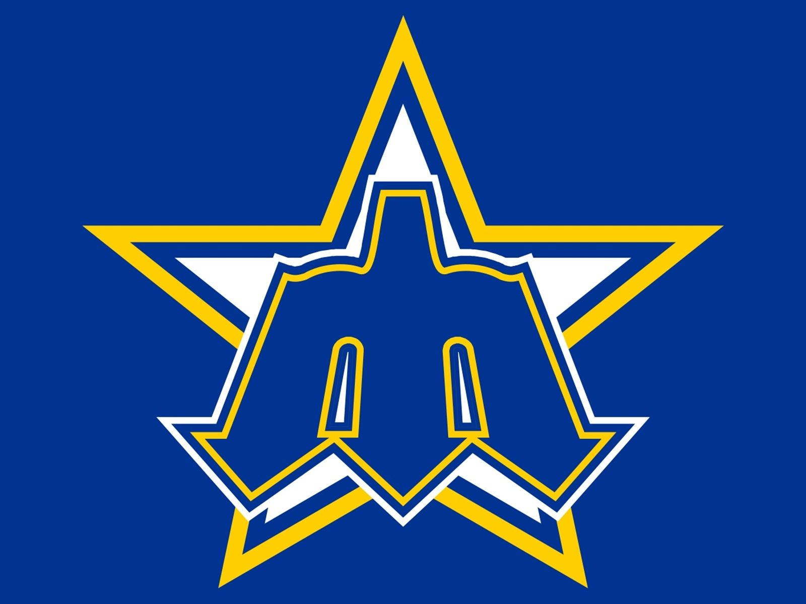 Seattle Mariners, trident logo, blue star, HD Desktop Wallpaper