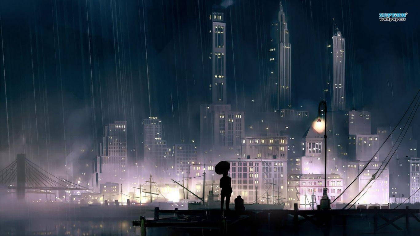 Seattle Rain, pier, city skyline, HD Desktop Wallpaper