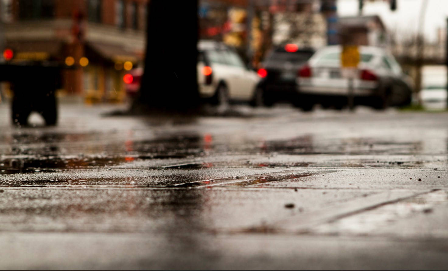 Seattle, rain, sidewalk, HD Desktop Wallpaper