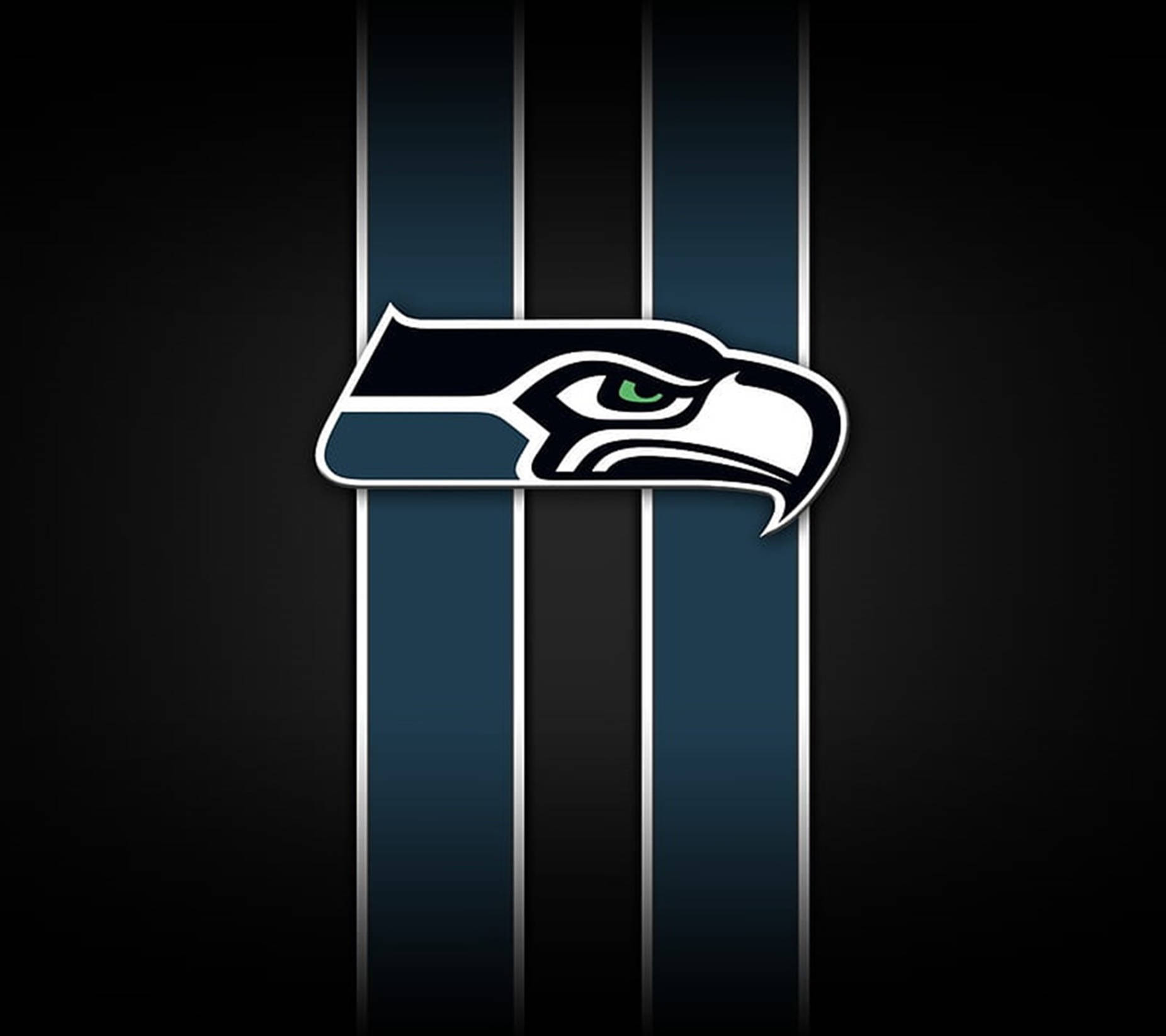 Seattle Seahawks, green eye, vertical blue and white stripes, HD Desktop Wallpaper