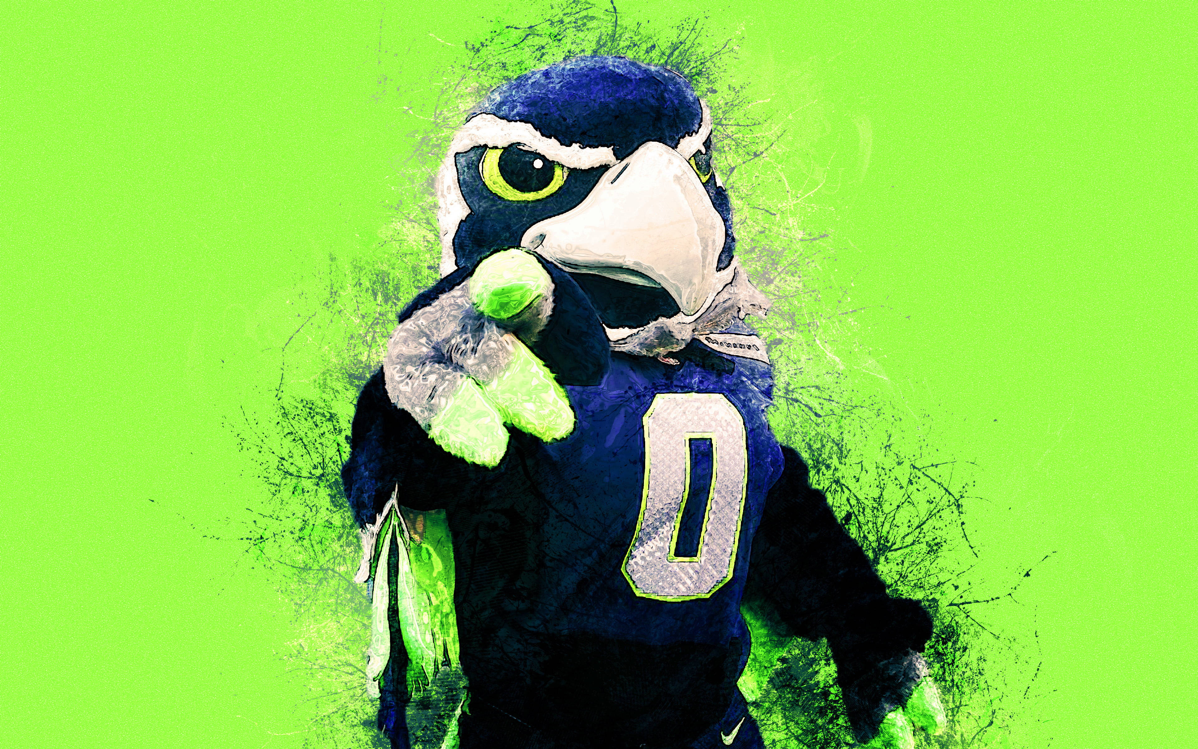Seattle Seahawks, mascot Blitz, blue jersey, 4K Desktop Wallpaper