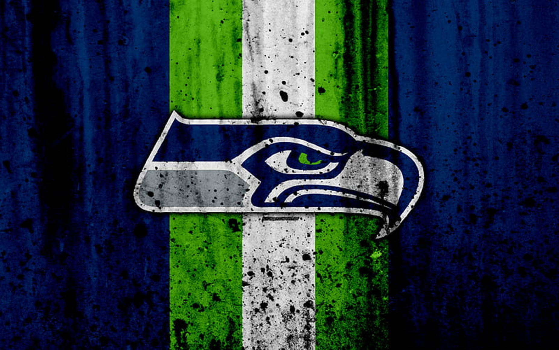 Seattle Seahawks, green white and blue stripes, black paint splatters, HD Desktop Wallpaper