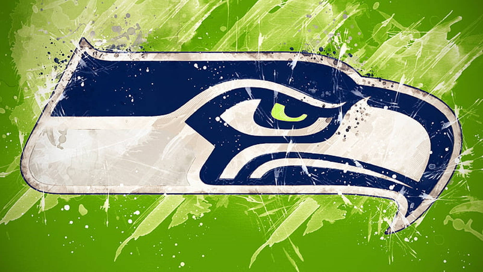 Seattle Seahawks, eagle eye, vibrant green splatter background, HD Desktop Wallpaper
