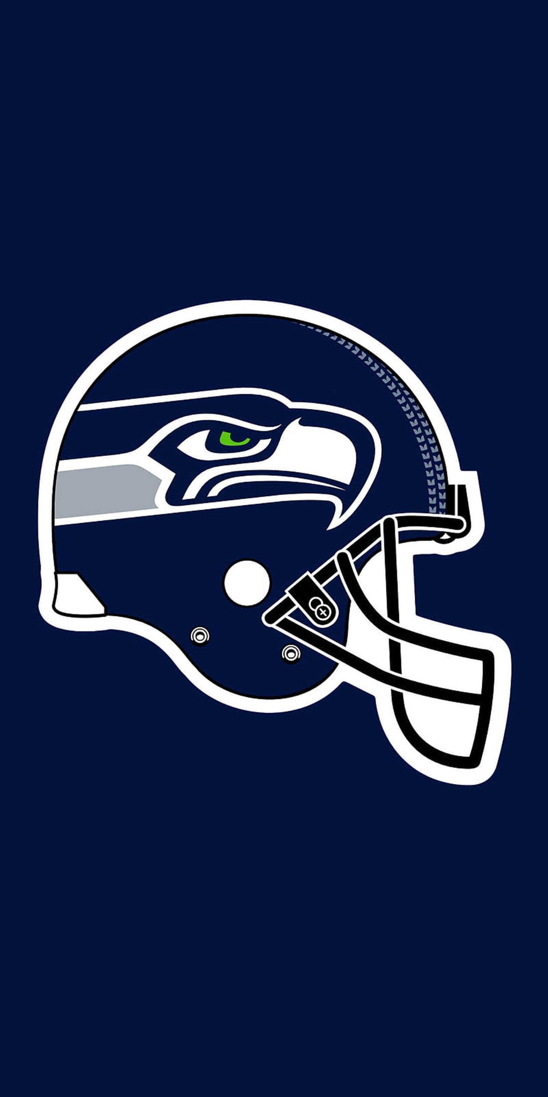 Seattle Seahawks, football helmet logo, white and green, 2K Phone Wallpaper