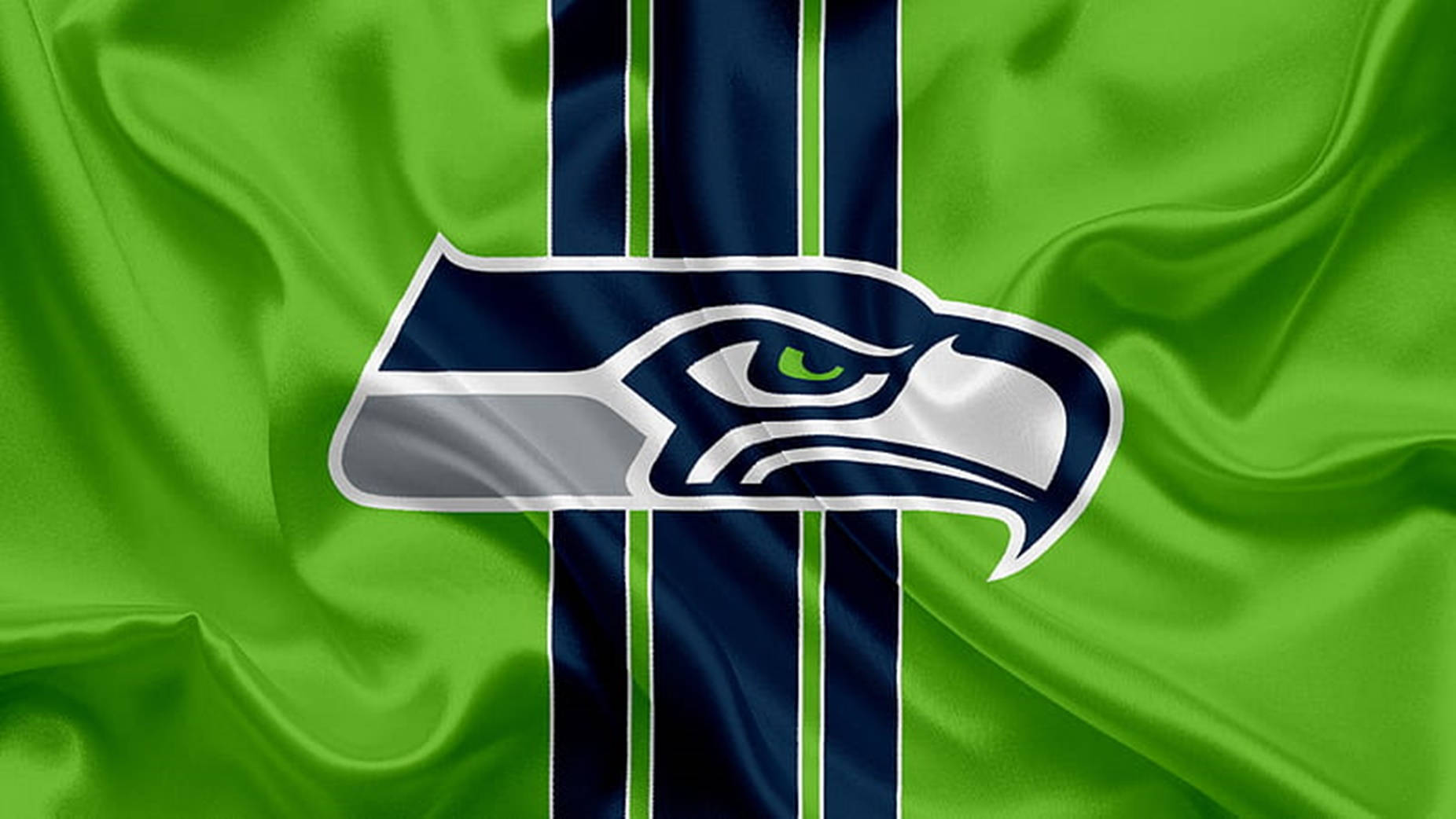 Seattle Seahawks, wavy green flag, satin flag, HD Desktop Wallpaper